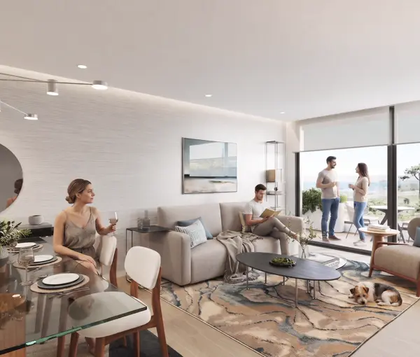 Living con balcón de Aurora II, Punta del Este